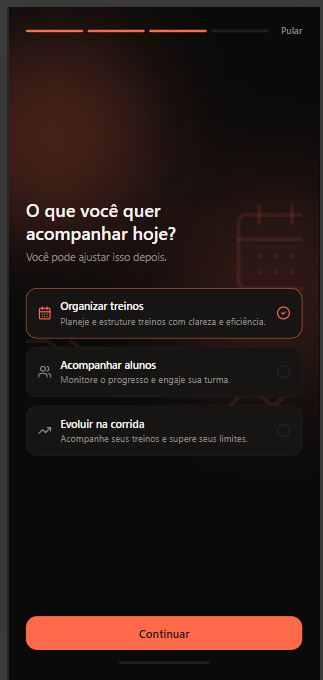Escolha do objetivo de acompanhamento