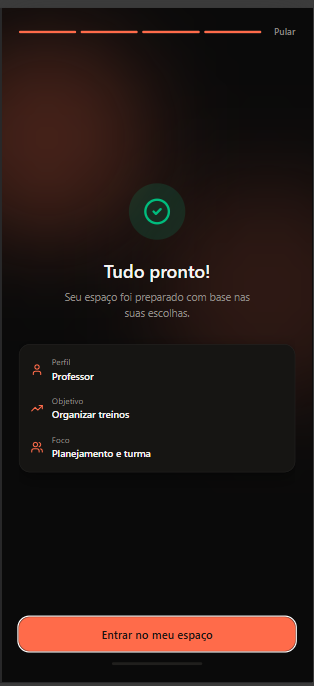 Resumo das escolhas do onboarding